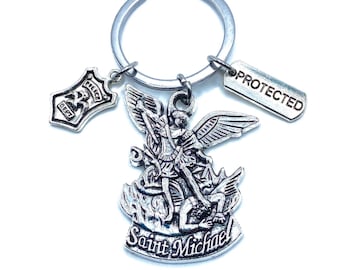 Police Officer Patron St Michael Keychain