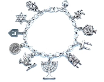 Jewish Charm Bracelet Hanukkah Hebrew Jerusalem Israel