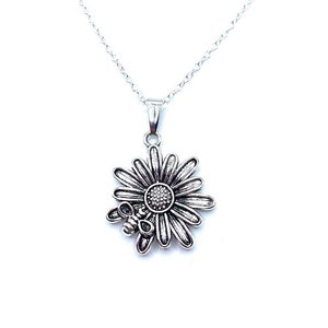 Sunflower With Bee Necklace May Be Personalized
