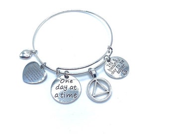 Sobriety Charm Bracelet: Serenity Prayer, 12 Step Program
