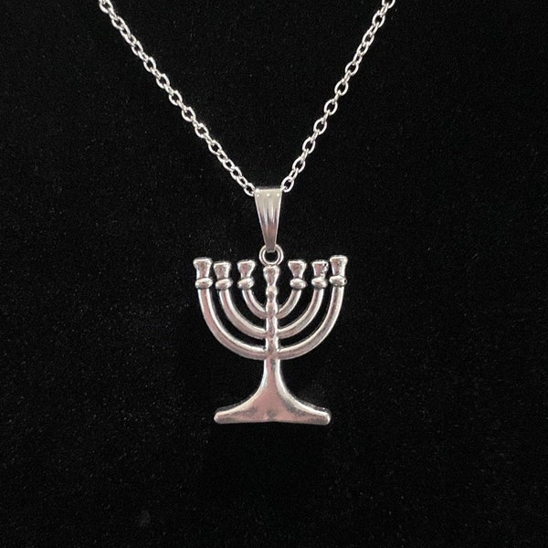 Menorah Necklace Jewish Hanukkah