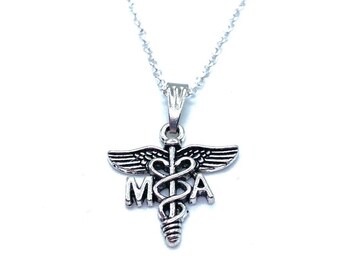 Medical Assistant Necklace MA Caduceus