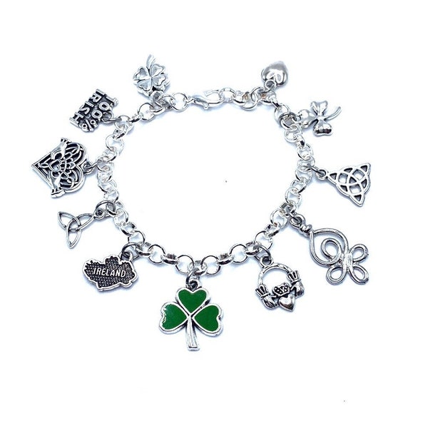 Ireland Charm Bracelet Irish Celtic Theme Charms