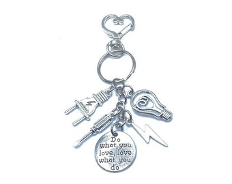 Electrician Keychain Bag Charm Electrical Engineer Electric Company
