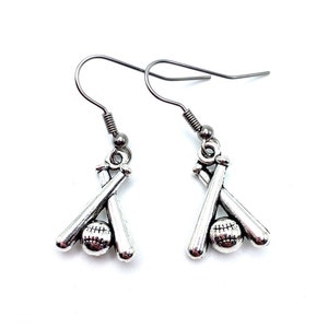 Baseball Earrings Crossed Bats Softball