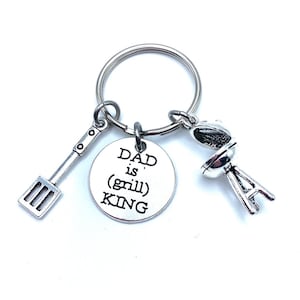 Dad Is The Grill King Keychain Father Gift BBQ Grill Charms