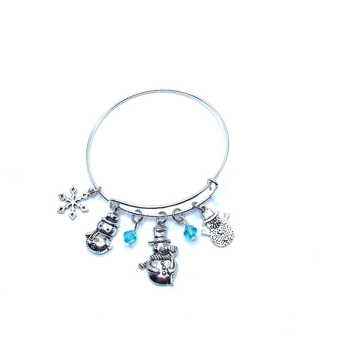 Snowman Bracelet Winter Snow Charms May Be Personalized - Etsy