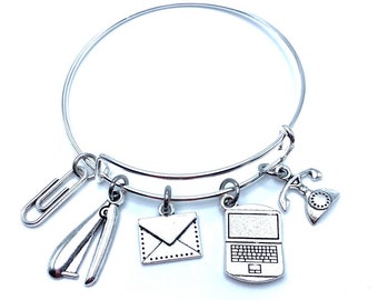 Secretary Bracelet Office Worker Charms Bangle May Be Personalized