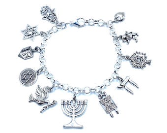 Jewish Charm Bracelet Hanukkah Hebrew Jerusalem Israel