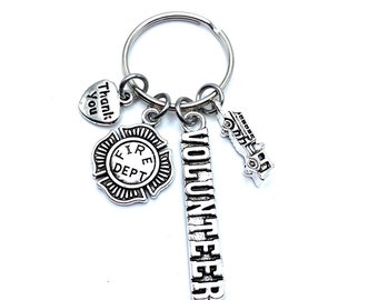 Volunteer Fireman Keychain Fire Fighter Charms