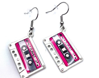 Cassette Tape Earrings 80’s 90’s Retro Music