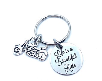 Motorcycle Keychain Life Is A Beautiful Ride Biker Gift