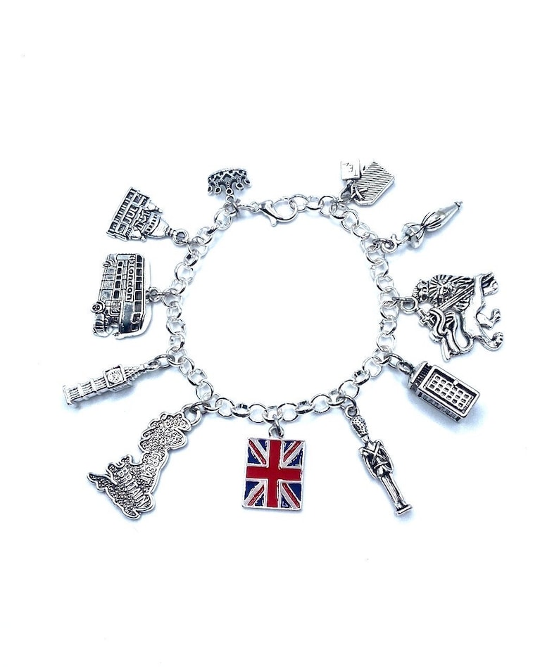 England Charm Bracelet London Great Britain UK British Etsy