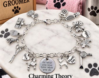 Dog Groomer Charm Bracelet, Dog Grooming Gift, Pet Groomer Jewelry, Groomer Appreciation Gift, Dog Lover Bracelet