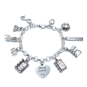 Book Lover Charm Bracelet Love To Read Avid Reader Book Club Reading Charms