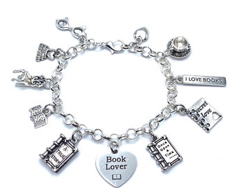 Book Lover Charm Bracelet Love To Read Avid Reader Book Club Reading Charms