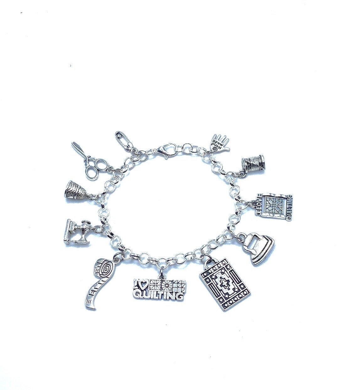⭐︎flat charm bracelet Quilting Charm Bracelet - Etsy