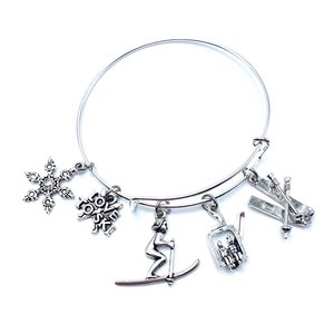 Skiing Bracelet Ski Charms May Be Personalized