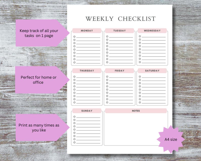 Minimalist Weekly To-do List Printable, Digital Task Tracker, Weekly ...