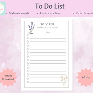 Minimalist To-do List Printable Simple Daily Planner PDF, Productivity ...