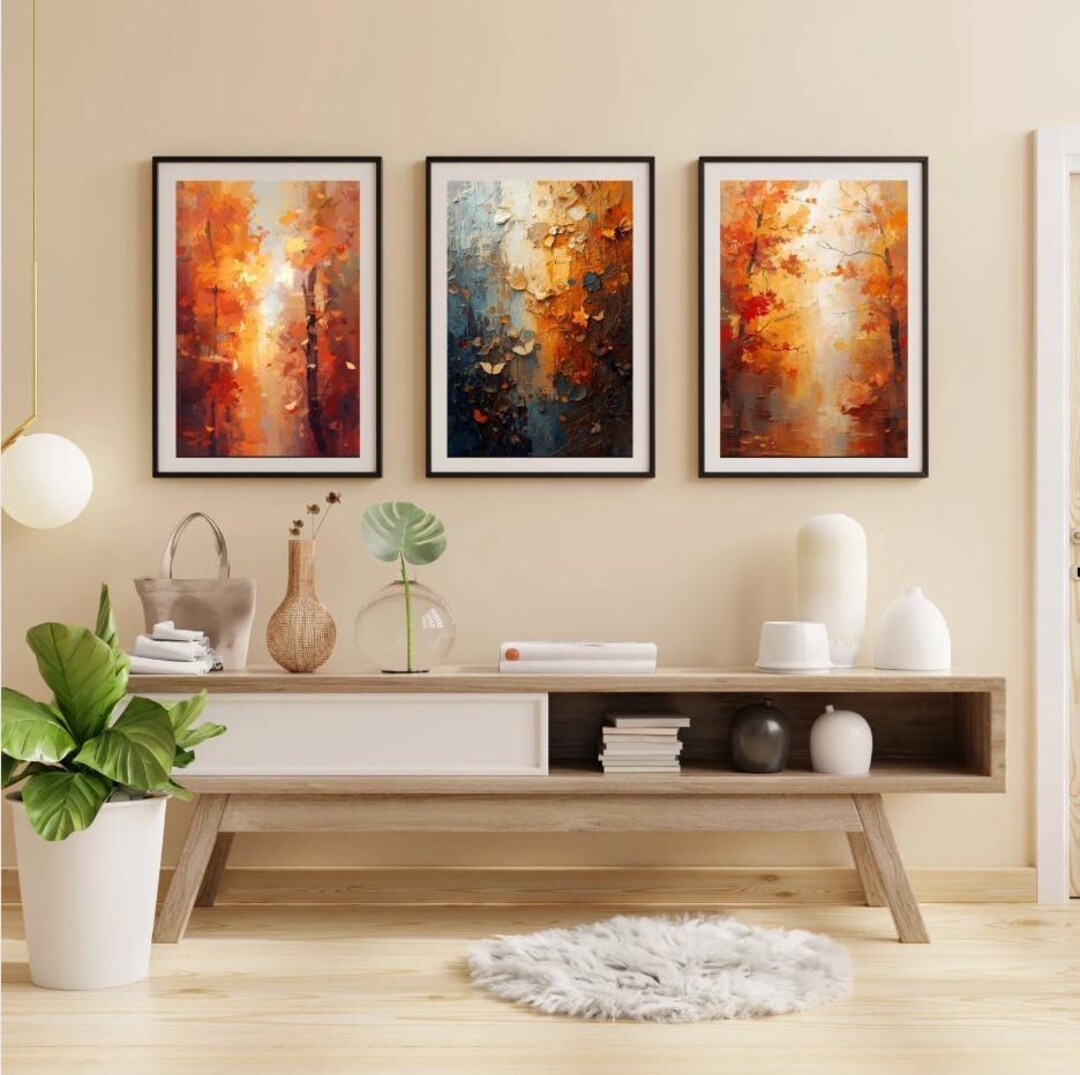 Abstract Wall Art Set of 3 Printable Wall Art Fall Collection Autumn ...