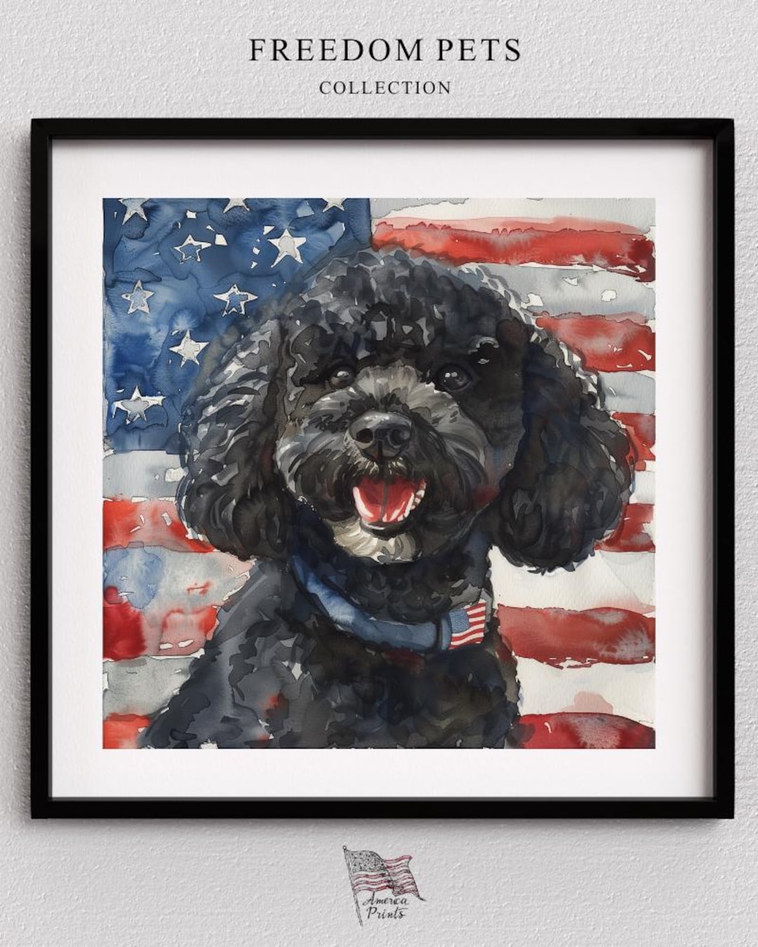 Toy Poodle American Flag Print: Patriotic Dog Wall Art (digital