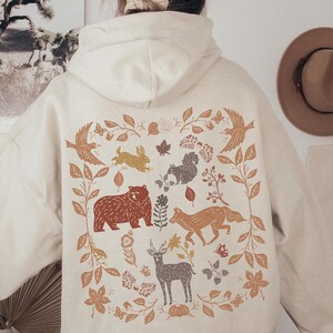 Cottagecore Woodland Animal Hoodie, Forest Animal Wildlife Sweatshirt, Wild Animals Shirt, Granola Girl, Nature Gift, Woodland Animals