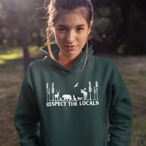 Achtung der Einheimischen Waldtiere Waldkreaturen, Forestcore Kapuzen-Sweatshirt, Cottagecore Sweatshirt, Wandergeschenk Wald, Camping Wald