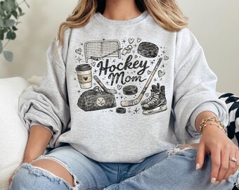 Hockey Mom Sweatshirt, Cute Hockey Mom Crewneck, Rink Life Sweatshirt, Hockey Mom Gift, Cozy Hockey Apparel, Sports Mom Outfit