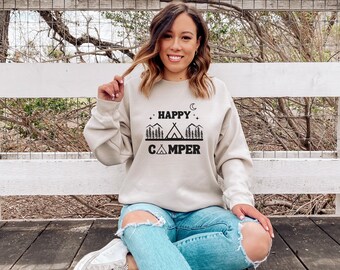 Happy Camper Sweatshirt, Adventure Hoodie, Hiking Hoodie, Mountain Hoodie, Nature Hoodie, Camping Hoodie, Camper Hoodie,Camp Life Sweatshirt