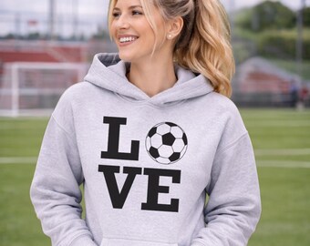 Love Soccer Hoodie, Soccer Mom Sweatshirt, Soccer Lover Gift, Soccer Ball Hoodie, Game Day Hoodie, Gift for Soccer Player,Soccer Fan Apparel