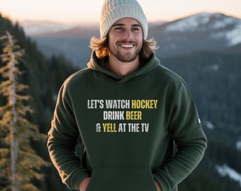 Let's Watch Hockey Hoodie, Hockey Player Gifts, Hockey Life Sweater, Funny Ice Hockey Gift, Hockey Shirt, Men's Hockey, Hockey Hoodies