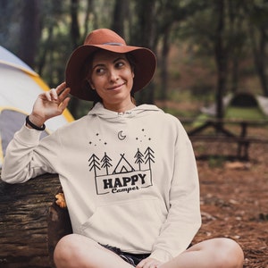 Happy Camper Hoodie, Adventure Hoodie, Hiking Hoodie, Mountain Hoodie, Nature Hoodie, Camping Hoodie, Camper Hoodie, Forest Hoodie,Camp Life