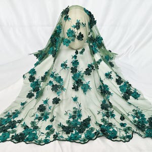 Vintage Lace Fabric，Embroidered Tulle Fabric,Pearl Fabric,Green Fabric By Yard,Floral Fabric，Girl Dress Fabric