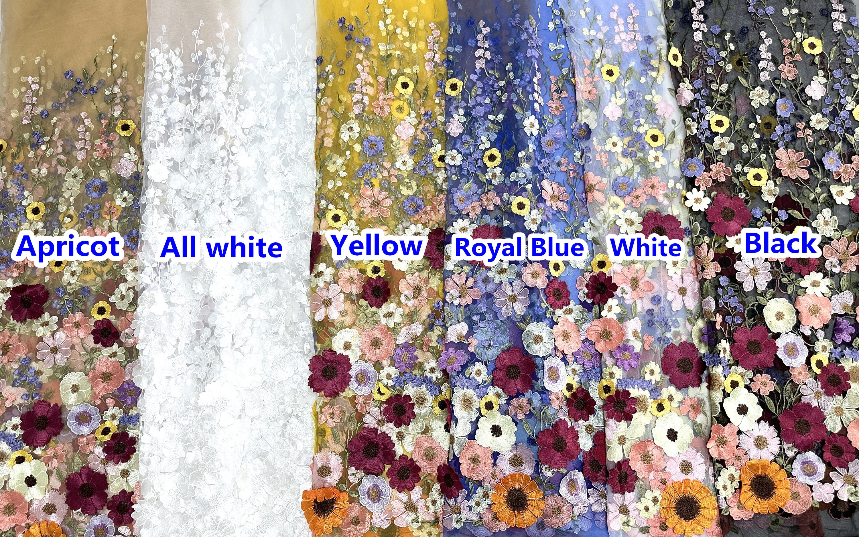 3D Pleated Chiffon Lace Trim - 5 Yards Orange Flower Embellishment Ribbon