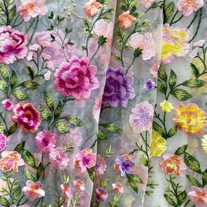 Exquisite flowers embroidered tulle fabric,dress fabric,Lace Fabric,1 yard lace tulle,Fabric
