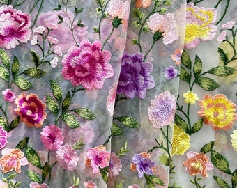 Exquisite flowers embroidered tulle fabric,dress fabric,Lace Fabric,1 yard lace tulle,Fabric
