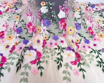 Flowers Leaf Tulle Fabric, Embroidered Lace Fabric, Flower Fabric, Tulle Fabric,Material