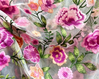 Floral flowers embroidered tulle ,banquet dresses Fabric,Lace Fabric,1 yard lace tulle,soft tulle Fabric