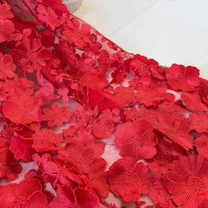 red fabric flowers for dresses Red Exotic Flowers Reproduction Fabric