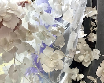 Withe Lace Fabric, bridal gown fabric,DIY Wedding Bridal Evening Dress Costume Handcrafts 1 yard