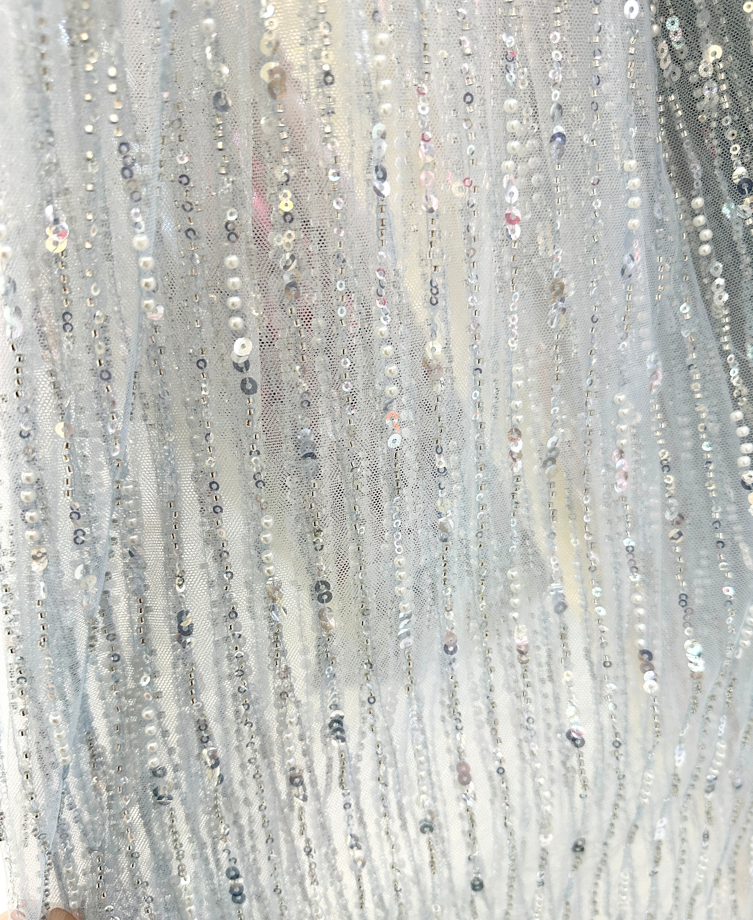 Line Pearl Sequin Tulle Fabric,french Tulle Lace,blue Lace Fabric