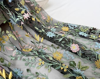 Leaf Embroidered Fabrics,Flowers Tulle Fabrics,Tulle Fabrics,Decorative Fabrics,Exquisite Lace Fabric 1 Yard