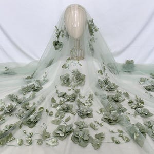 3D floral lace fabric, mesh lace fabric, flower veil fabric, tulle fabric, dress fabric
