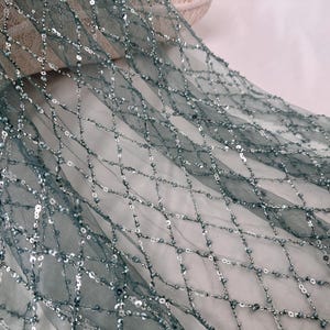 Perlenstoff, Pailletten-Tüllstoff, Spitzenstoff, bestickter Tüllstoff, für Kostüm, Abendkleid, Abschlussballkleid-Stoff
