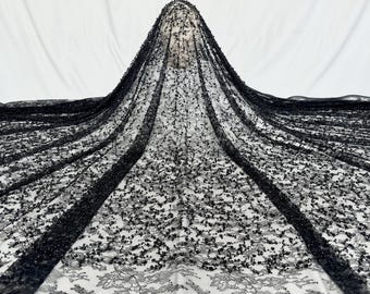 Luxurious Black Lace Fabric,Vintage Lace Fabric,Sequin Fabric,Beaded Fabric,Dress Fabric,DIY Fabric,Handmade Material