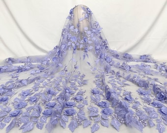 Purple Flower Lace Fabric,3D Flower Tulle Fabric, Tulle Fabric, Girls Dress Fabric, Diy Fabric, Flower Clothing Lace