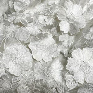 3D flowers applique lace fabric,haute couture fabric for wedding bridal veil girl dress tutu Dress 1 yard