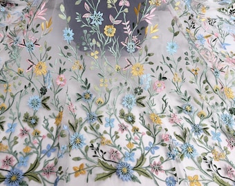 Fashion embroidered fabrics,floral lace fabrics,tulle fabrics,DIY clothing fabrics,Wedding Fabric, Leafs Flowers Tulle