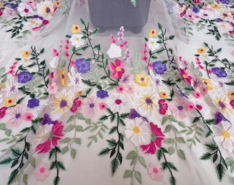 Flowers Leaf Tulle Fabric, Embroidered Lace Fabric, Flower Fabric, Tulle Fabric,Material